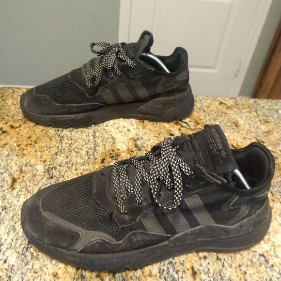 Adidas Nite Jogger Mens 11 shoes Black Reflective atlethic Sneakers BD7954 - Picture 1 of 12